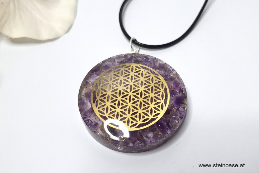 Orgon Anhänger: Amethyst & Blume des Lebens